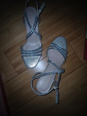 Kelly & Katie Silver Glitter Strappy Heels